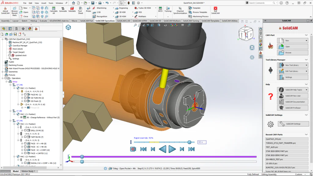 SolidCAM Turning, Mill-Turn και Swiss machining