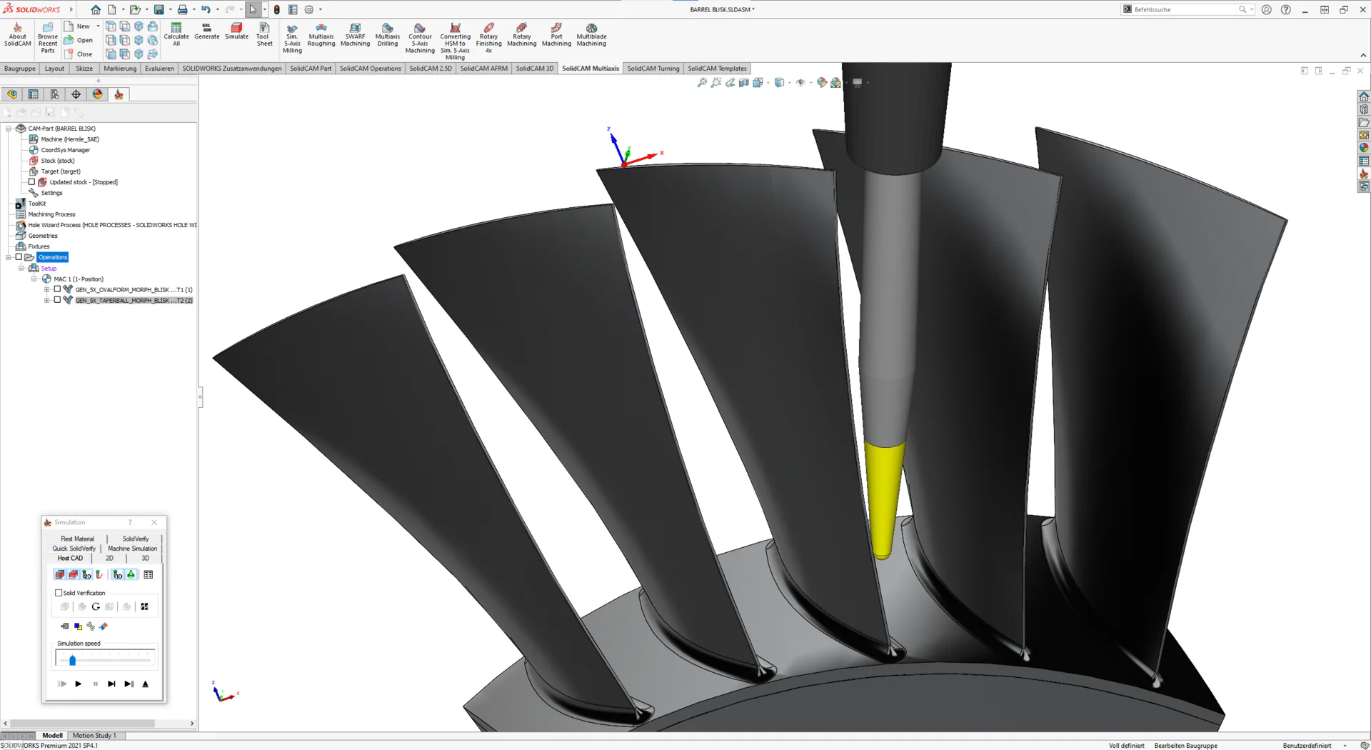 SolidCAM simultaneous 5-axis machining